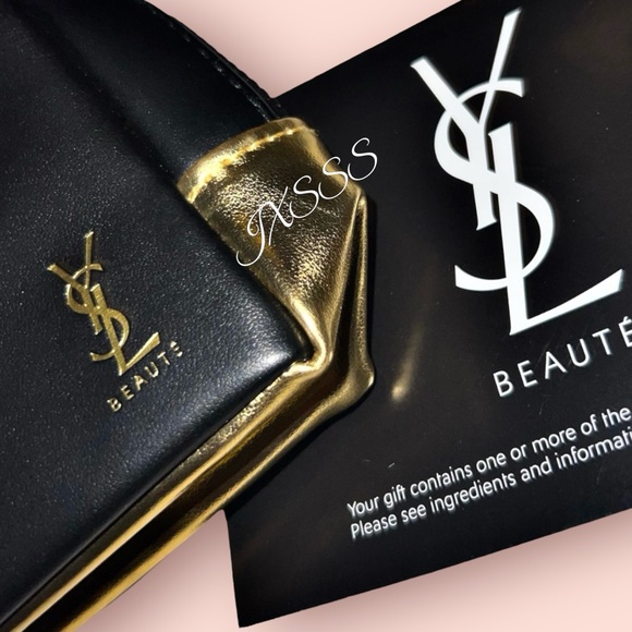 Black & Gold YSL (Yves Saint Laurent) Beauty Mini Cosmetic-Makeup Bag - Picture 4 of 16
